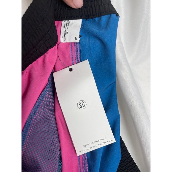 NWT Sovereign Code “Mixed” Swim Trunks Pink Blue Board Shorts Bathing Suit Men L - Picture 4 of 5